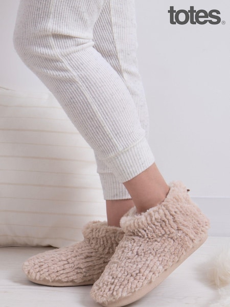 Totes Natural Ladies Faux Fur  Short Boot Slippers (289291) | €10