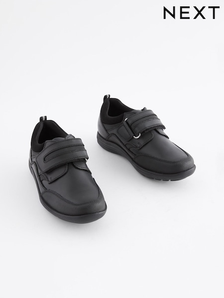 Black Extra Wide Fit (H) School Leather Single Strap Shoes (289348) | €40 - €62