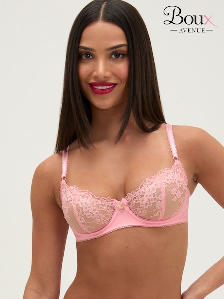 Pink - Boux Avenue Elsbeth Sheer Lace Balconette Bra