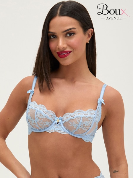 Blue - Boux Avenue Veronique Sheer Lace Balconette Bra