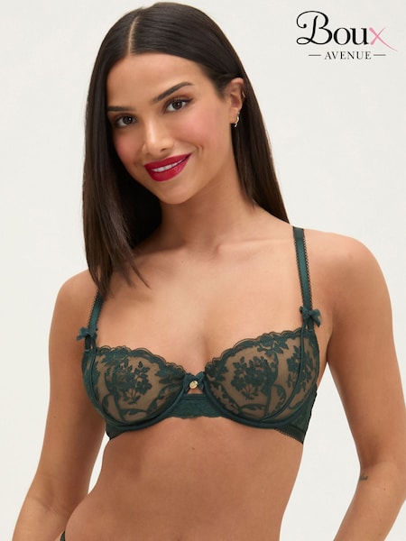 Berde - Boux Avenue Zoe Manipis na Burdadong Balconette Bra