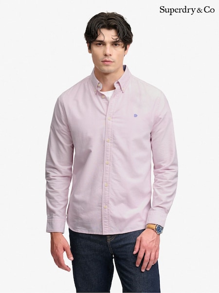 Light Pink - Regular Superdry Preppy Oxford Long Sleeve Shirt