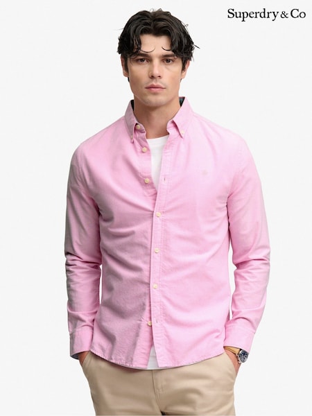 Pink - Regular Superdry Preppy Oxford Long Sleeve Shirt