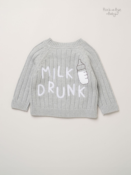회색 - Rock-a-bye Baby Boutique Chunky Knitted Embroidered Cardigan