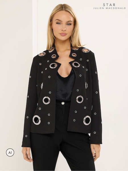 Black - Star By Julien Macdonald Faux Suede Eyelet Jacket