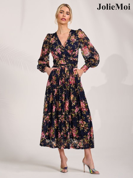 Blue - Jolie Moi Printed Lace Maxi Dress