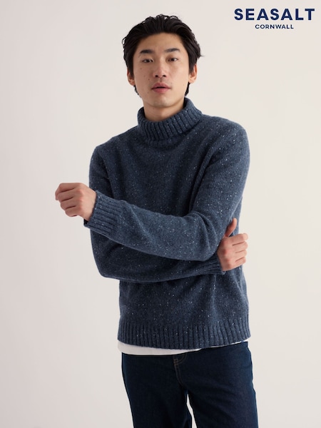 Bleu - Regular Seasalt Cornwall Trowan Roll Neck Jumper
