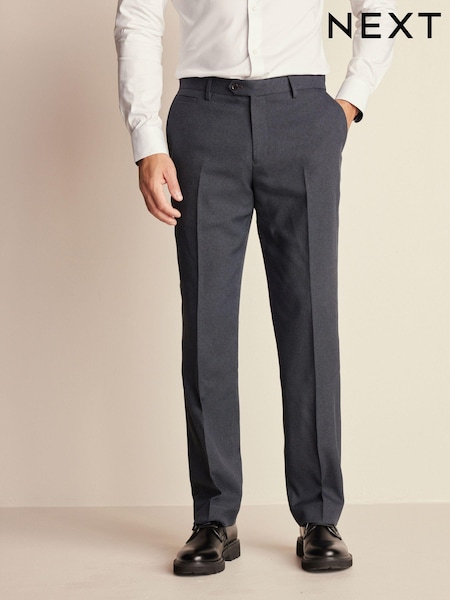 Navy Blue Regular Fit Trimmed Textured Suit Trousers (291308) | AED98