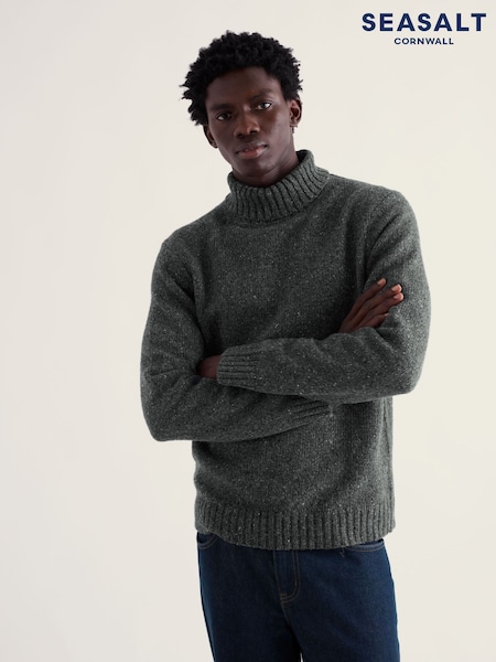 Grey - Regular Seasalt Cornwall Trowan Roll Neck Jumper