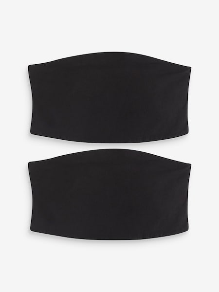 Black Cotton Rich Bandeau Boobtube Tops 2 Pack (291804) | €11