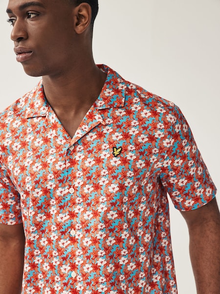Lyle & Scott Orange Floral Print Resort Shirt (292023) | €47.50