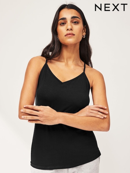 שחור - V-neck Thin Strap Vest (292052) | ‏22‏₪