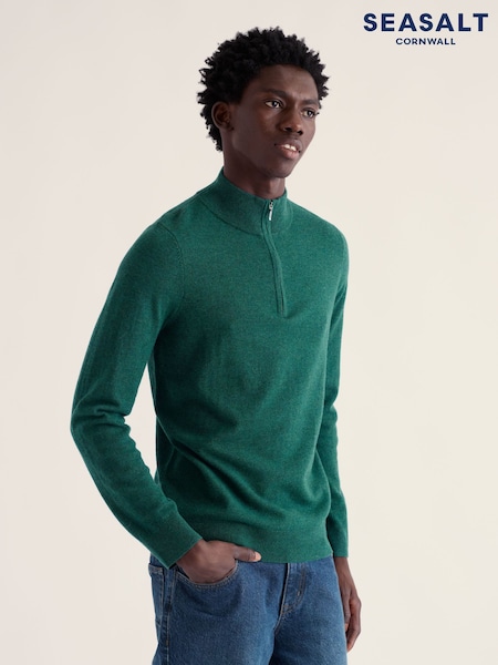 Πράσινο - Regular Seasalt Cornwall Prow 1/4 Zip Jumper