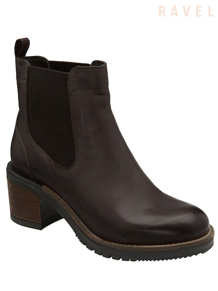 Kellanruskea Ruskea - Ravel Leather Cleated Sole Ankle Boots (293069) | €150