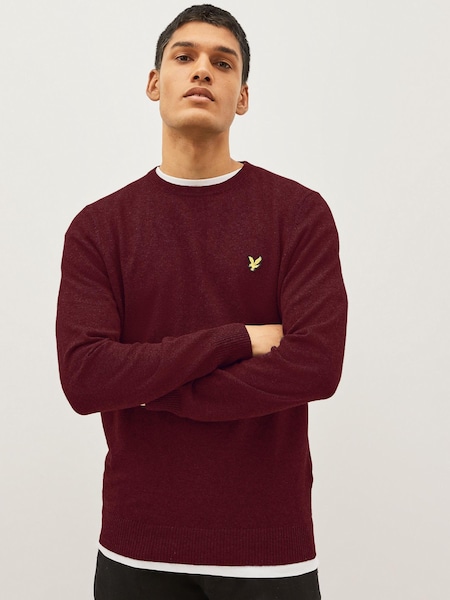 Merlot - Pulover din lână de merinos și bumbac cu guler rotund Lyle & Scott (293344) | 250 LEI