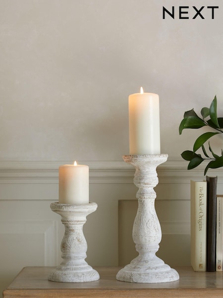 White Wash Pillar Candle Holder (293681) | €25 - €32