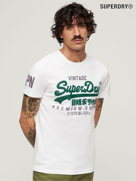 Weiß - Superdry – T-Shirt aus Baumwollmischung mit Vintage-Logo (293841) | 19 €