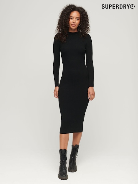 Superdry Black Backless Bodycon Midi Dress (294079) | €25