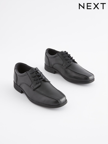 Black Wide Fit (G) School Leather Lace-Up Shoes (294293) | €41 - €55