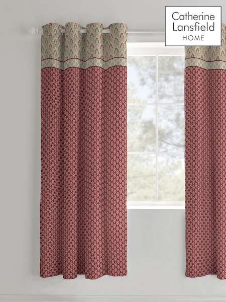 Catherine Lansfield Red Kashmir Lined Eyelet Curtains (294300) | R$ 495