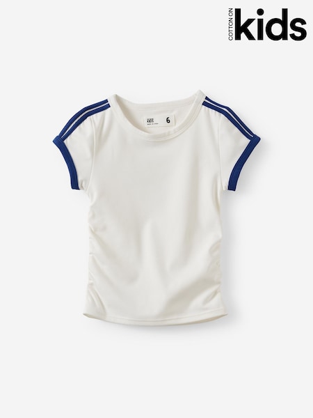 לבן - Cotton On Soft Stretch Gathered Short Sleeve Baby T-shirt