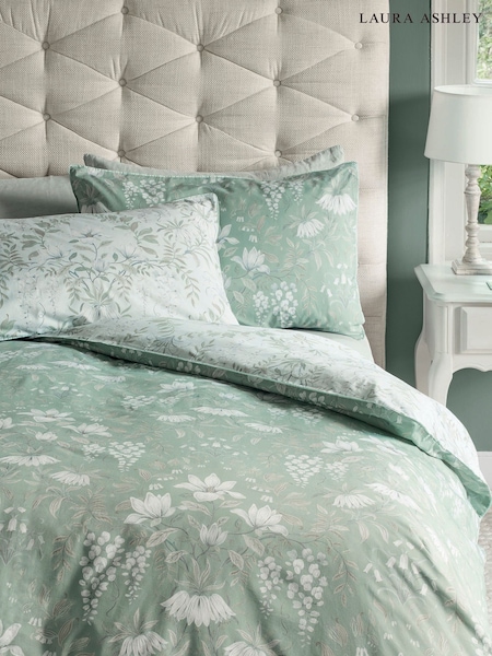 Laura Ashley Sage Green Parterre 100% Cotton Duvet Cover And Pillowcase Set (295218) | €61 - €116