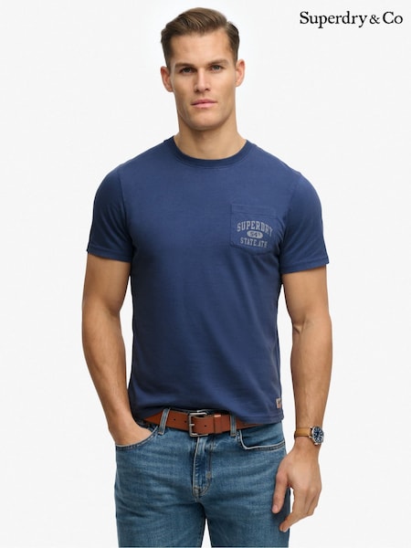 Blue - Regular Superdry Vintage Prep Relaxed Pocket T-shirt