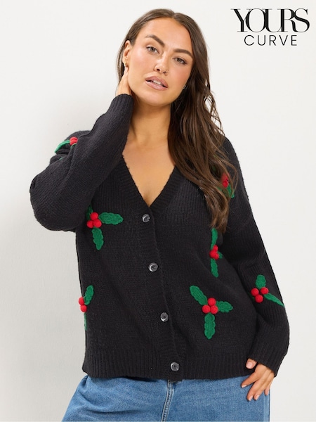 Black - Yours Curve Holly Knitted Cardigan