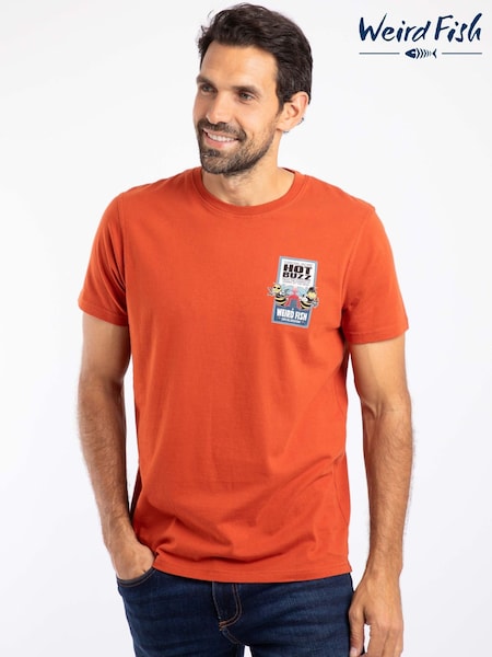 כתום - Regular Weird Fish Hot Buzz Back Print Artist T-shirt