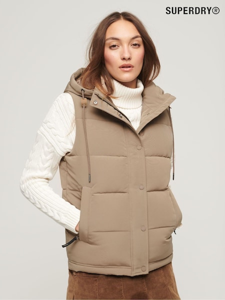 Superdry Brown Everest Hooded Puffer Gilet (295599) | €57