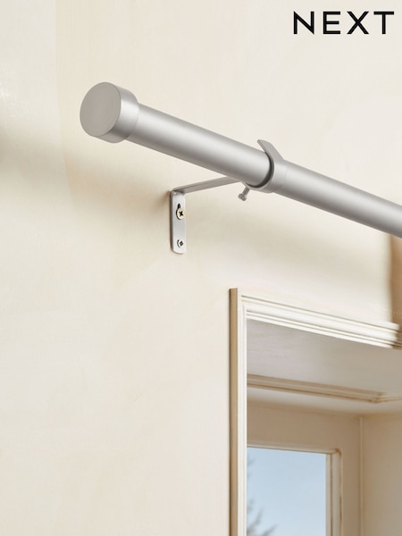 Brushed Silver Stud Finial Extendable 28mm Curtain Pole Kit (295804) | €46 - €79
