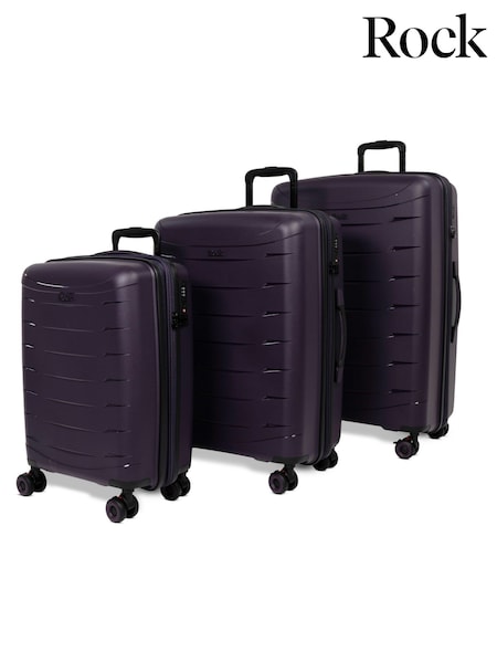 Purple - Rock Luggage Resilient Luggage 3 Piece Set