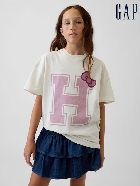 White - Gap Oversized Boxy Graphic T-shirt (4-13yrs)