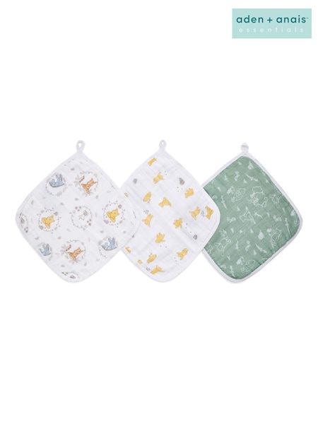 aden + anais White Essentials Disney Winnie + Friends Washcloth Set 3 Pack (296002) | €3