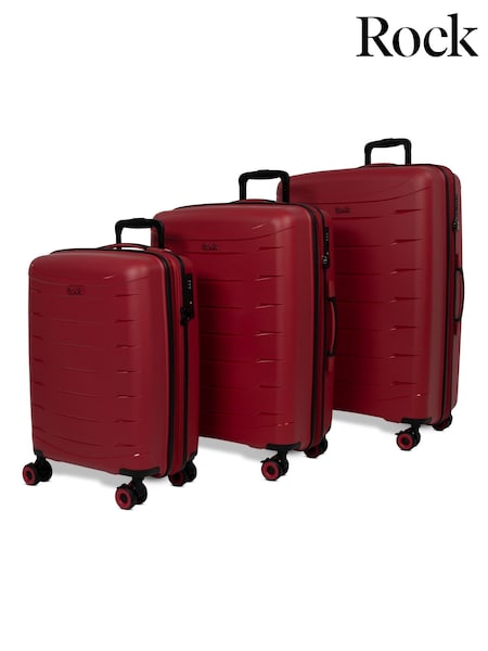 Red - Rock Luggage Resilient Luggage 3 Piece Set