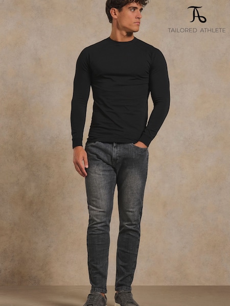 Black - Regular Tailored Athlete Muscle Fit Signature Long Sleeve T-shirt