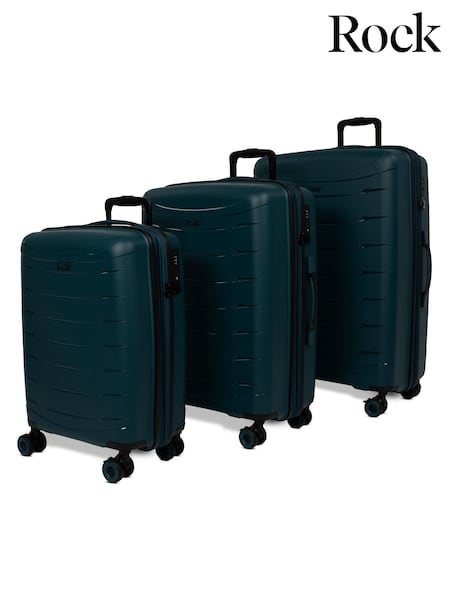 Green - Rock Luggage Resilient Luggage 3 Piece Set