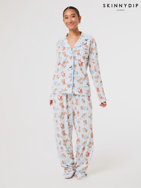 أبيض - Skinnydip Peter Rabbit X Stripe Pyjamas Set With Scrunchie