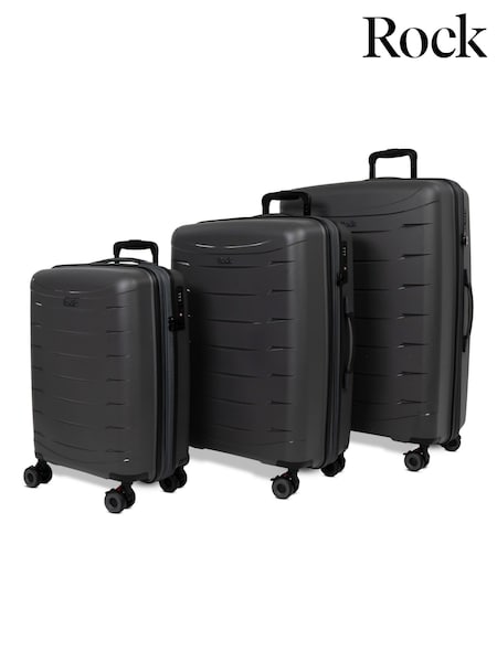 Grey - Rock Luggage Resilient 3pc Luggage Set