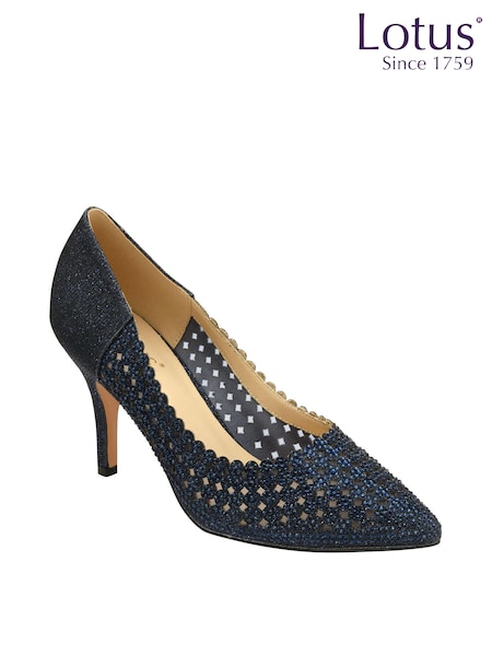 Lotus Navy Blue Stiletto-Heel Pointed Toe Court Shoes (297414) | 173 QAR