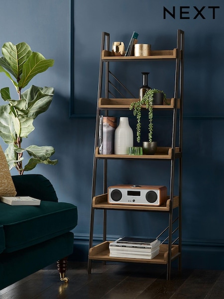 Dark Bronx Ladder Chevron Oak Effect Shelf (297568) | €275