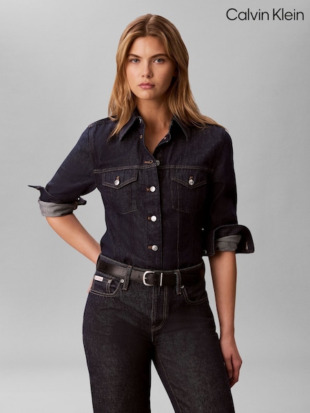 Niebieski - Calvin Klein Classic Denim Trucker Shirt