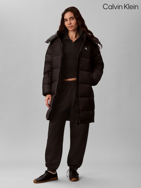 أسود - Calvin Klein Long Puffer Jacket