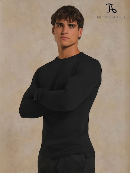 Black - Regular Tailored Athlete Muscle Fit Heavy Weight Textured Crew Neck T-shirt