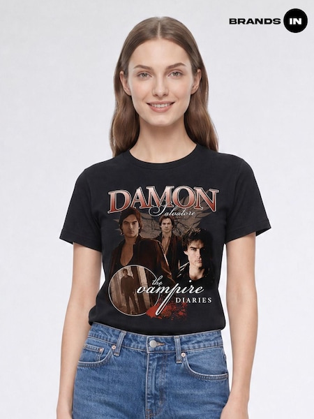 Black - Brands In The Vampire Diaries Damon T-shirt