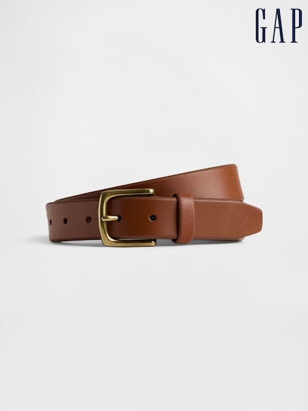 Brown - Regular Gap Leather Belt