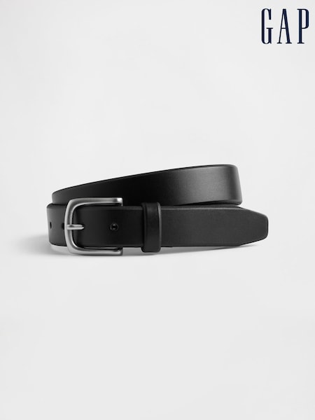 Negro - Regular Gap Leather Belt