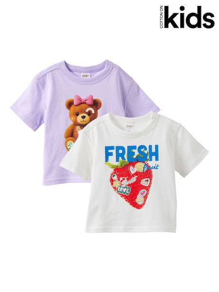 紫色 - Cotton On Baby Essential Short Sleeve Graphic T-shirts 2 Pack
