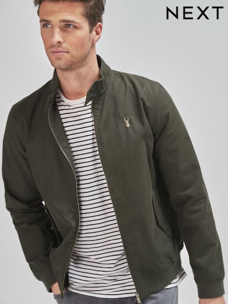 Khaki Green Shower Resistant Check Lining Harrington Jacket (298410) | €11