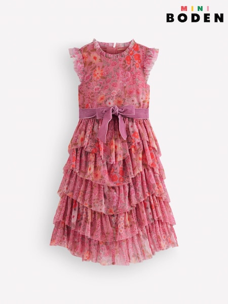 Pink - Boden Tiered Tulle Dress
